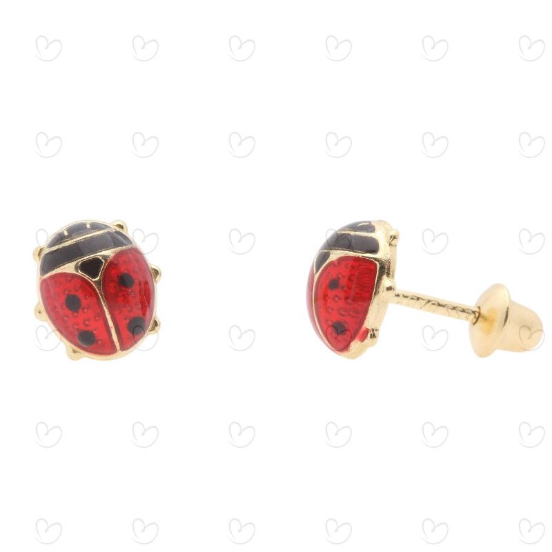 Brinco Baby Joaninha Vermelha Ouro 18k