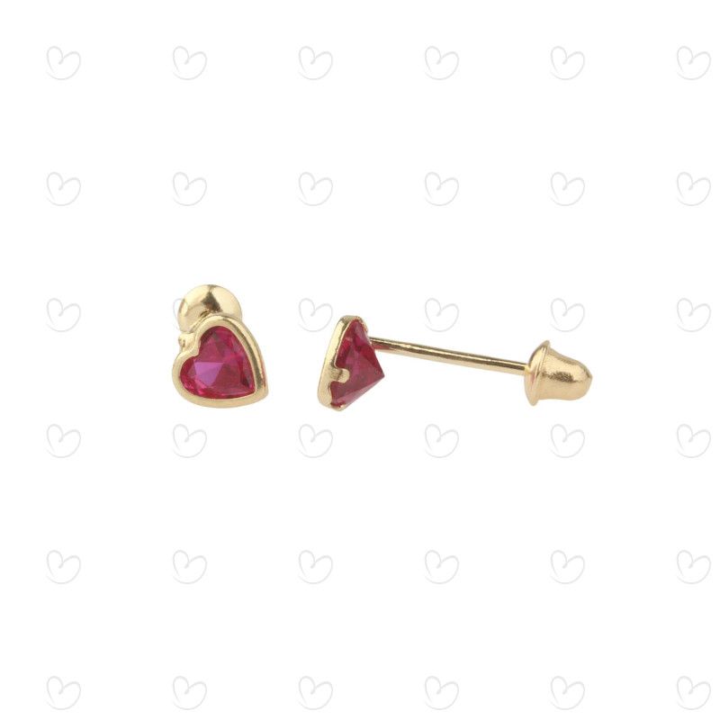 Brinco Baby Coração Cristal Pink Ouro 18k