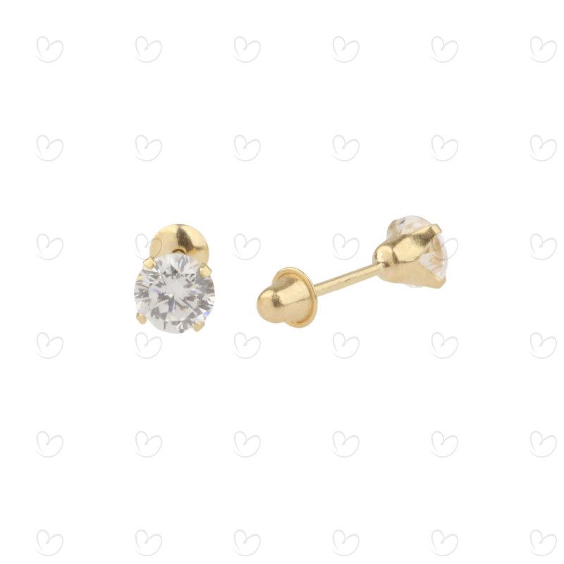 Brinco Baby Zircônia 4mm Ouro 18k
