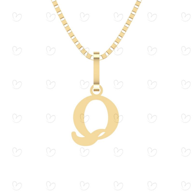 Pingente Letra Q Pequena Ouro 18k