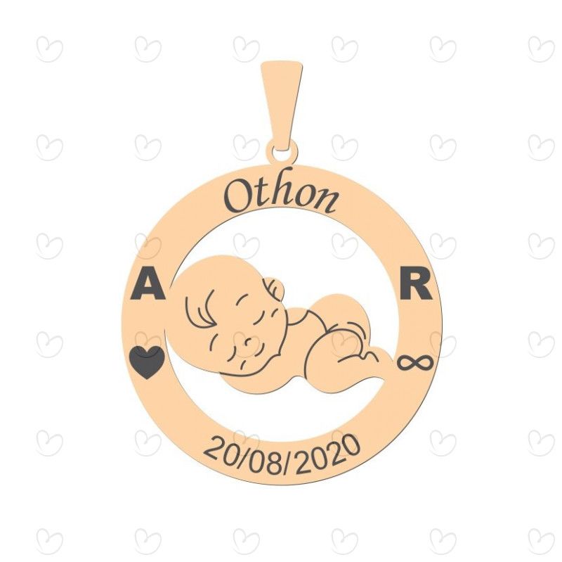Pingente Menino Nascimento Frase Personalizada Ouro 18k