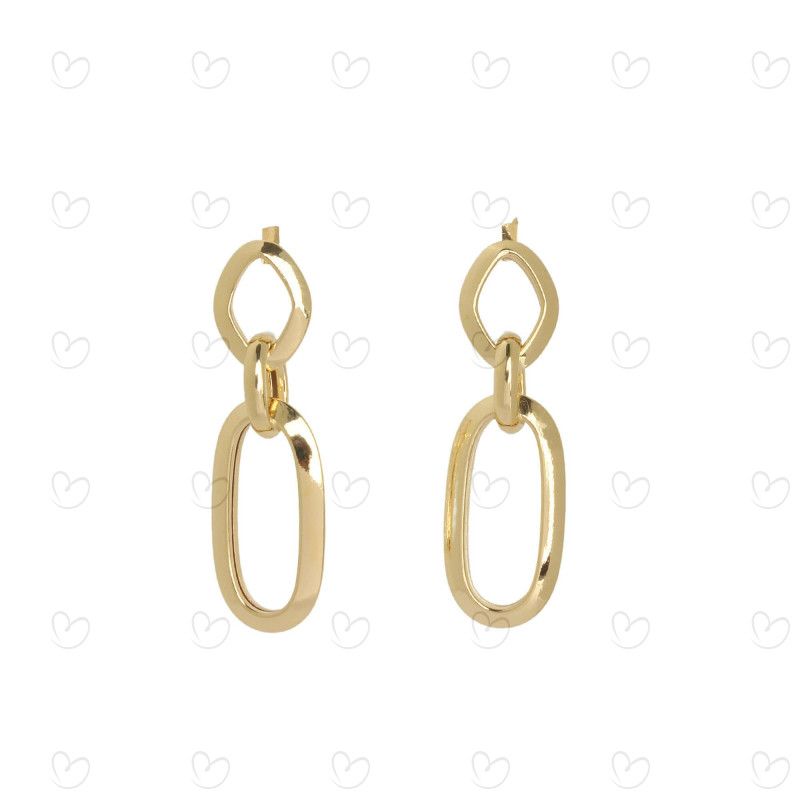 Brinco Oval Esticado Ouro 18k