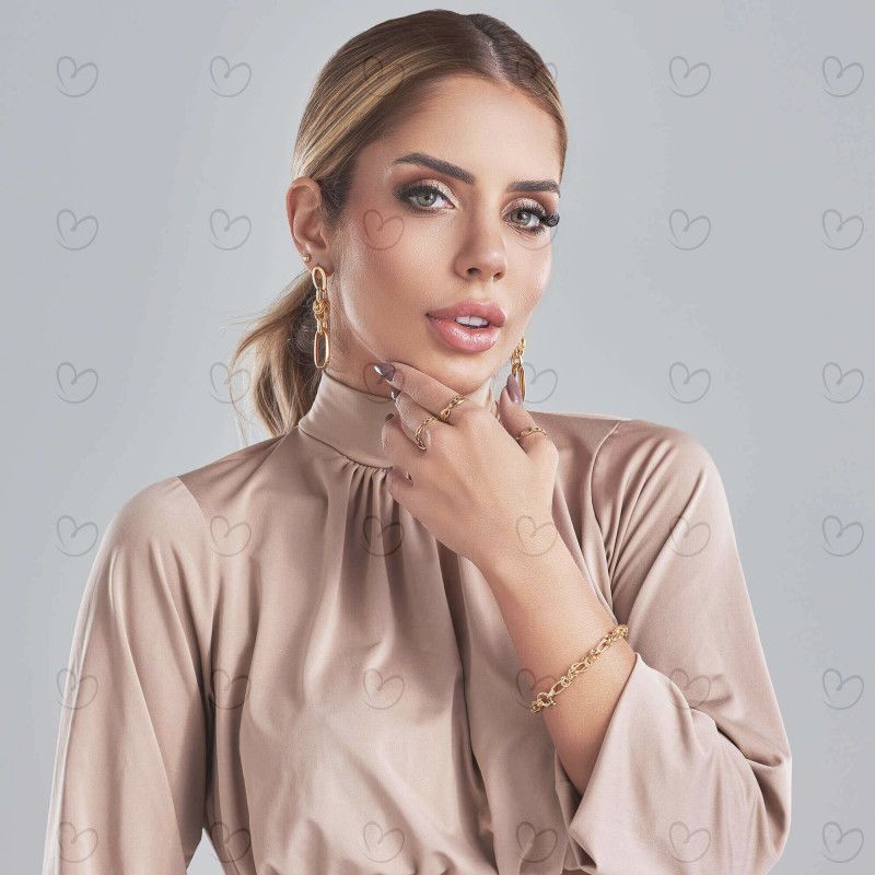 Pulseira Estilizada com Mix Elos Ouro 18k