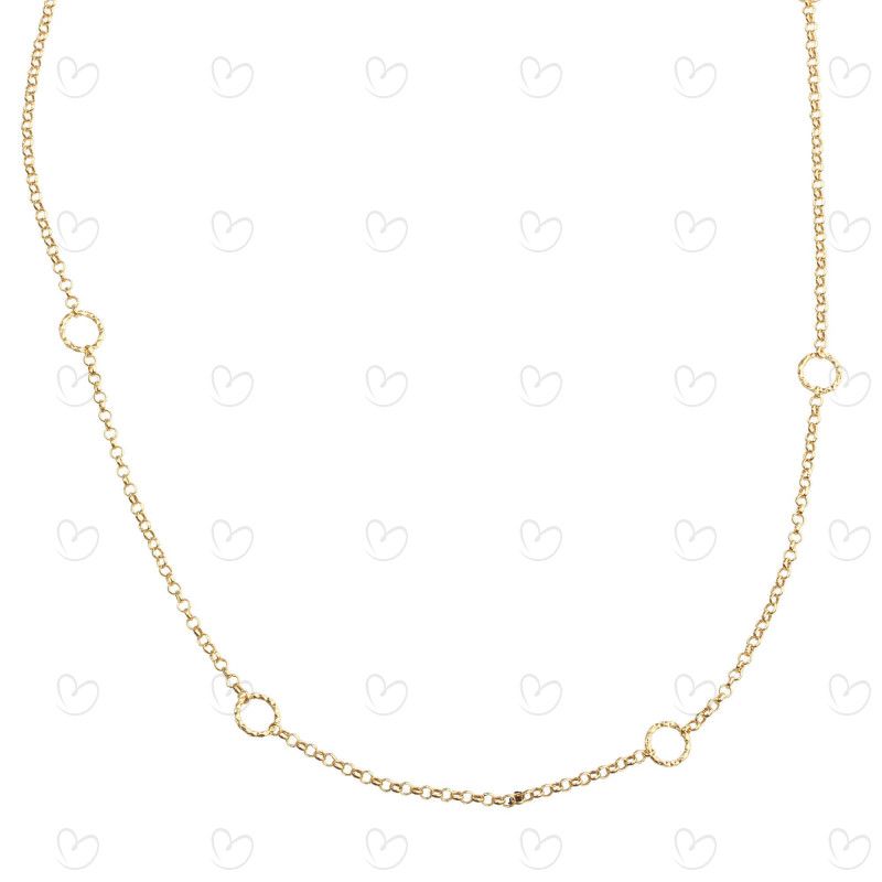 Corrente Portuguesa com Argolas Diamantadas 60cm Ouro 18k