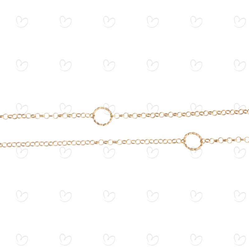 Corrente Portuguesa com Argolas Diamantadas 60cm Ouro 18k