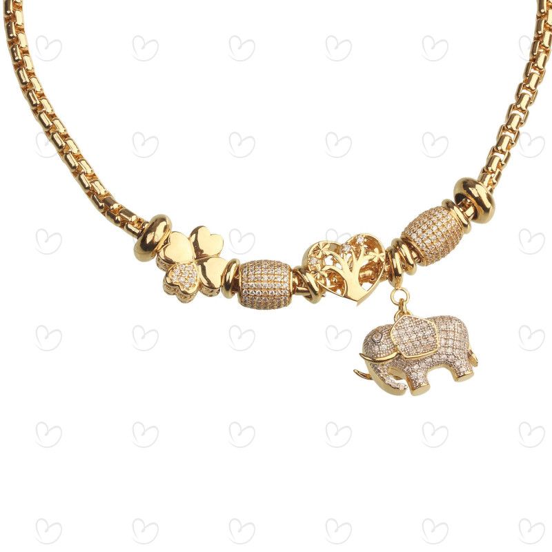 Pulseira Milano Moment Elefante Ouro 18k