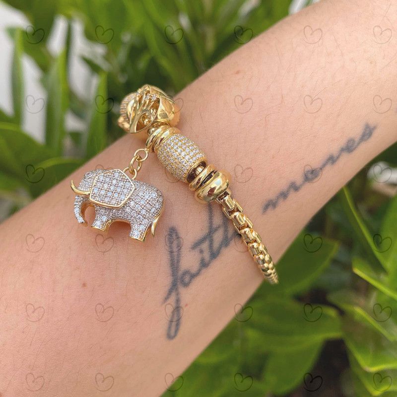 Pulseira Milano Moment Elefante Ouro 18k