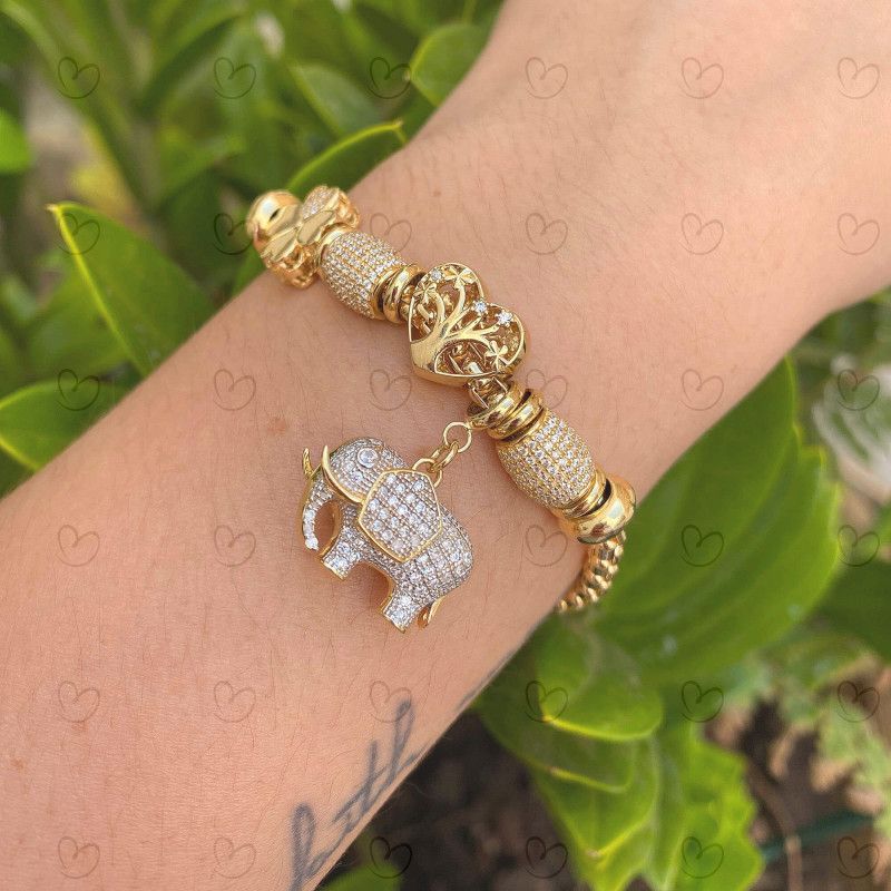 Pulseira Milano Moment Elefante Ouro 18k