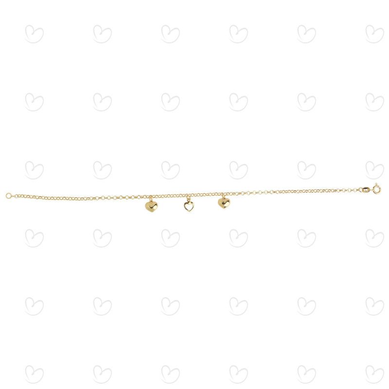 Pulseira Portuguesa Três Corações Ouro 18k