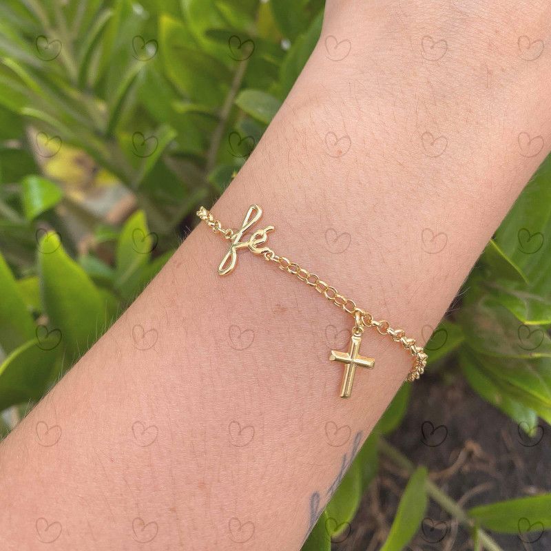 Pulseira Portuguesa Fé Ouro 18k