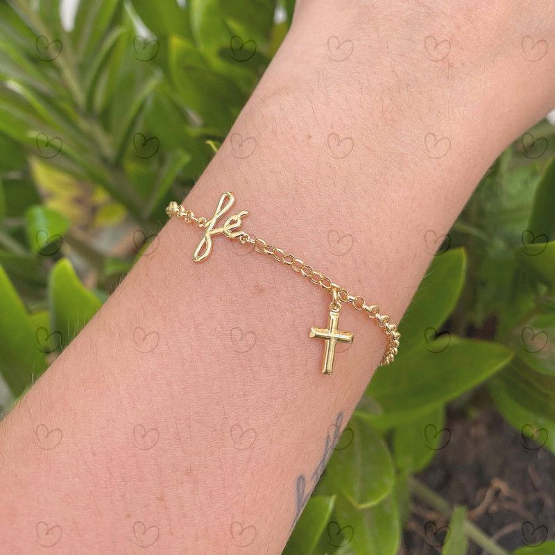 Pulseira Portuguesa Fé Ouro 18k