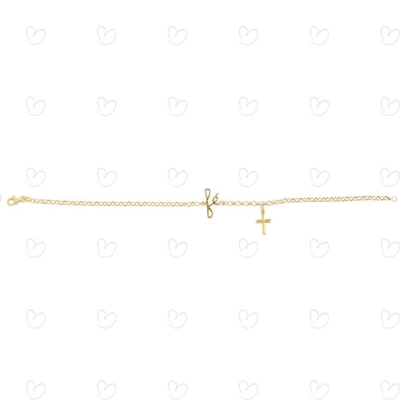 Pulseira Portuguesa Fé Ouro 18k
