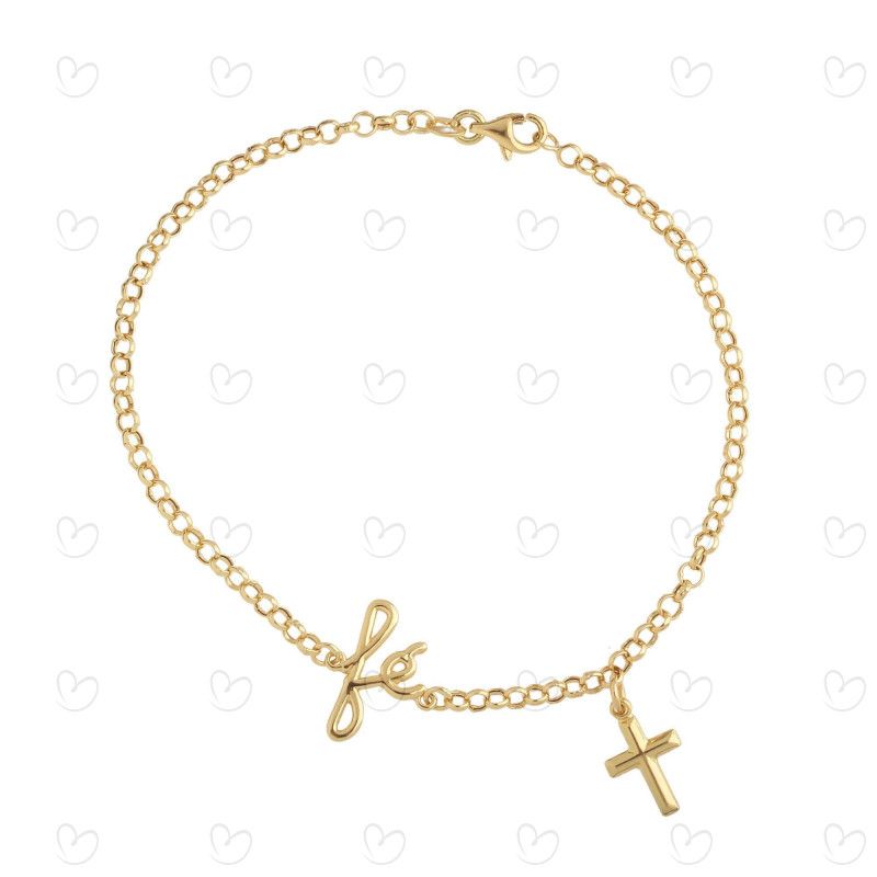 Pulseira Portuguesa Fé Ouro 18k