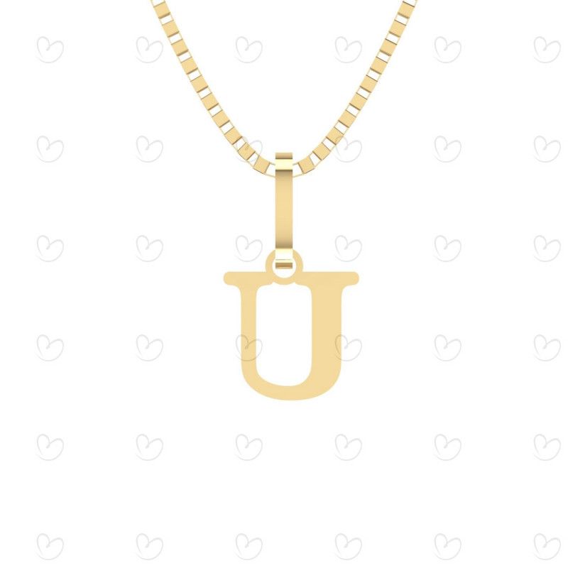 Pingente Letra U Pequena Ouro 18k