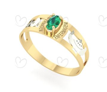 Anel Formatura Enfermagem Oval 3mm x 5mm Ouro 18k