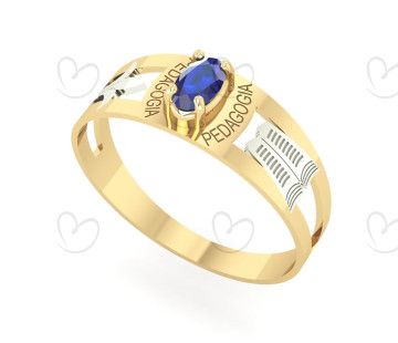Anel Formatura Pedagogia Oval 3mm x 5mm Ouro 18k