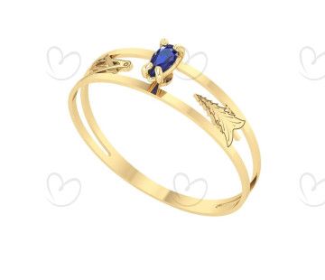 Anel Formatura Aro Duplo Gota Pequena Arquitetura Ouro 18k