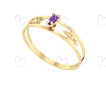 Anel Formatura Aro Duplo Gota Pequena Letras Ouro 18k
