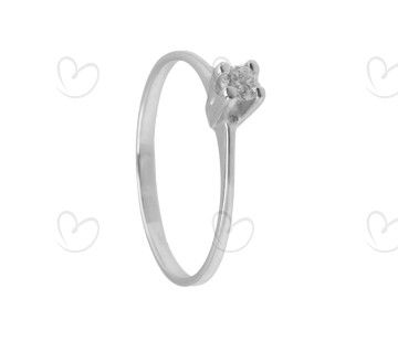 Anel Solitário Clássico com Diamante Natural 3.2mm Ouro Branco 18k