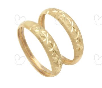 Anel Par Aparador Fosco com Diamantado em Estrela Ouro 18k