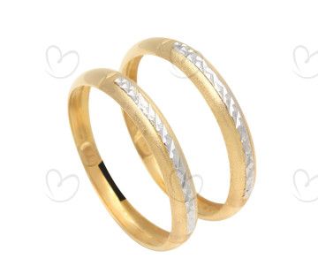 Anel Par de Aparador Diamantado Bicolor Ouro 18k