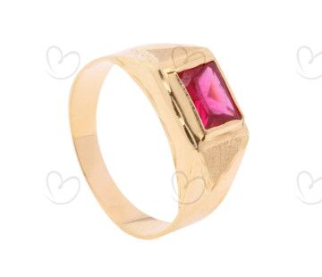 Anel Formatura com Pedra de Zircônia 5x7mm Ouro 18k