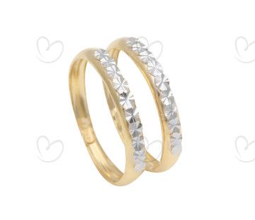 Anel Par de Aparador Diamantado Falsa Pedra Ouro 18k
