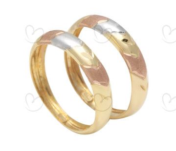 Anel Par Aparador Tricolor Ouro 18k