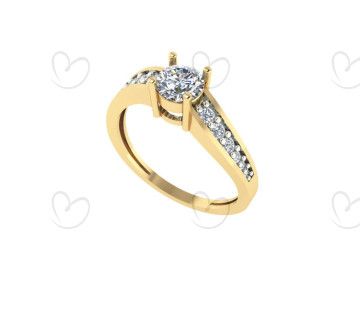 Anel Solitário Curvado Ouro 18k
