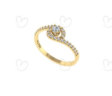 Anel Solitário com Zircônias no Aro Ouro 18k