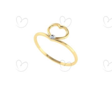 Anel Coração Fio com Zircônia Ouro 18k