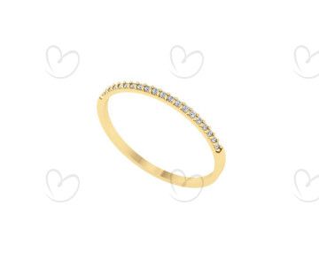 Anel Aparador Fininho com Diamantes Ouro 18k