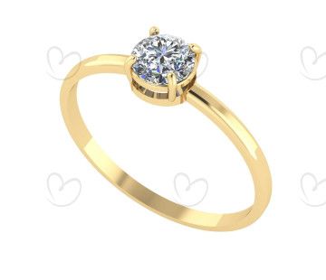Anel Solitário com Zircônia 5mm Ouro 18k
