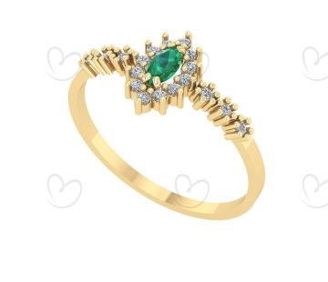 Anel Navete Grande Formatura Aro com Pedras Biomedicina Ouro 18k