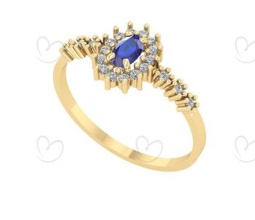 Anel Oval Formatura Aro com Pedras Pedagogia Ouro 18k
