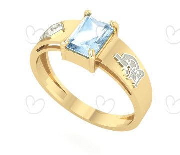 Anel Formatura Retangular 5x7mm Biologia Ouro 18k