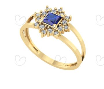 Anel Formatura Flor Quadrado Pedagogia Ouro 18k