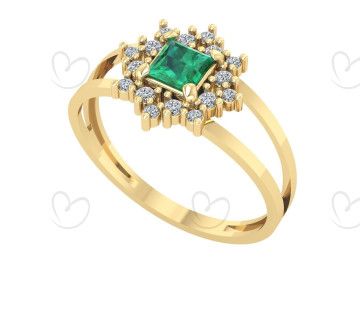 Anel Formatura Flor Quadrado Enfermagem Ouro 18k