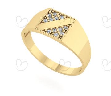 Anel Chancela Faixa Quadrado P Ouro 18k