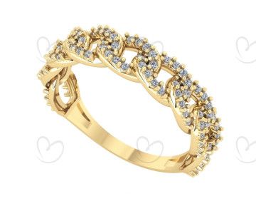 Anel Corrente Pavê Ouro 18k