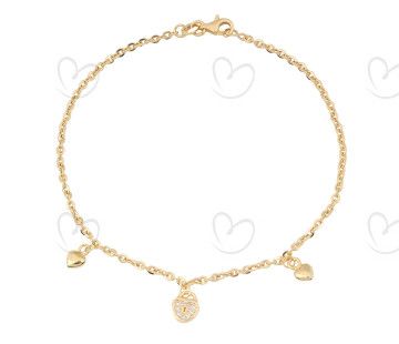 Pulseira Bailarina Coração Cadeado Ouro 18k 