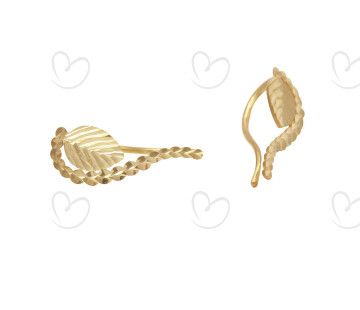 Brinco Ear Cuff Folha Ouro 18k