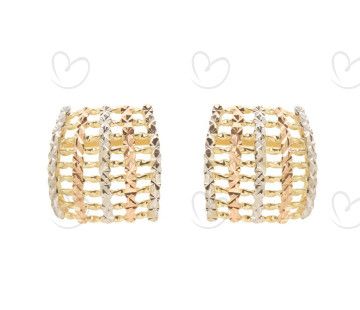 Brinco Tricolor Diamantado Ouro 18k