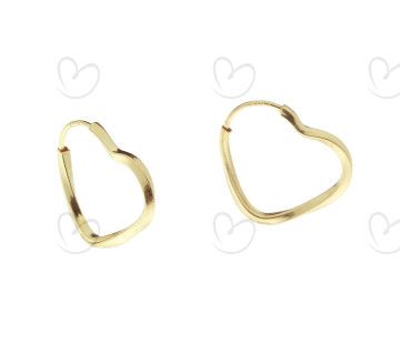 Brinco Argola Coração Torcido 1,35cm Ouro 18k