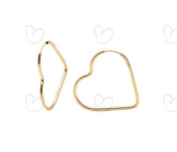 Brinco Argola Coração 2.4cm x 2.4cm Ouro 18k