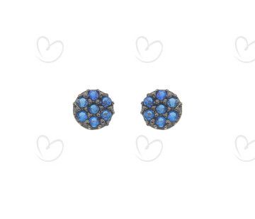 Brinco Baby Redondo Azul Ouro 18k
