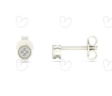 Brinco Chuveiro Redondo com Diamante Ouro Branco 18k