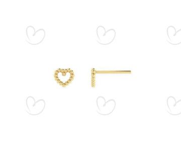 Brinco Coração de Bolinha Pequeno Ouro 18k