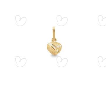 Pingente Coração Pequeno Fosco com Detalhes Diamantado Ouro 18k