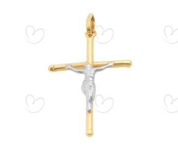 Pingente Cruz com Cristo 17mm x 25mm Ouro 18k